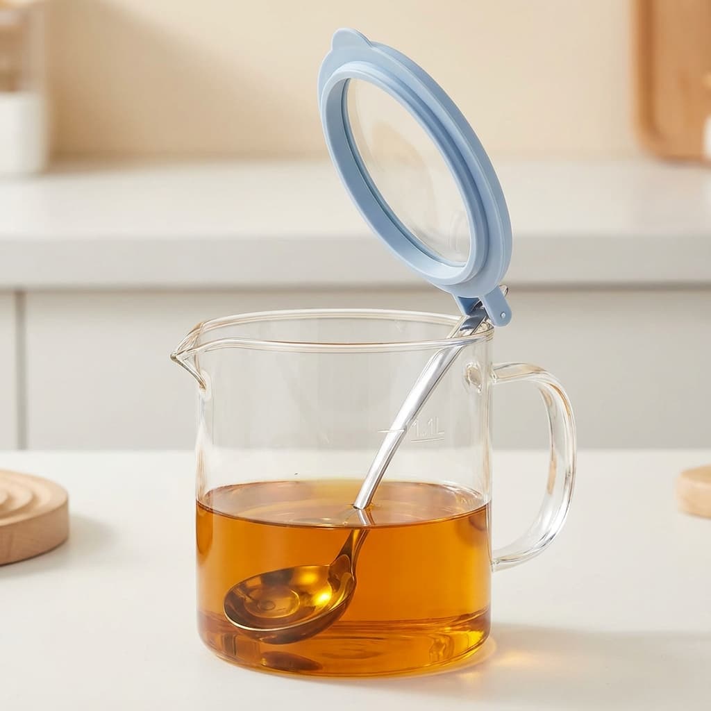 Wide-Mouth Oil Pot with Ladle Slot (1.1L)